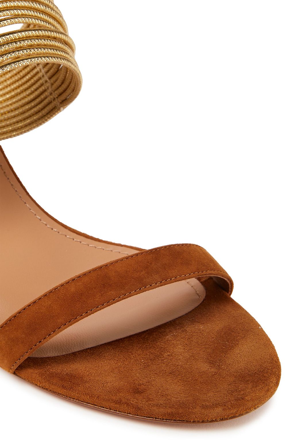 AQUAZZURA Rendez Vous 50 suede and metallic faux leather mules