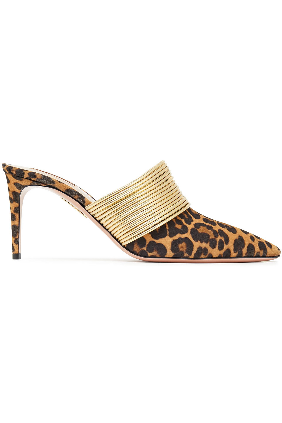 Aquazzura Woman Rendez Vous 75 Leopard-print Suede And Metallic Faux Leather Mules Animal Print Size 42