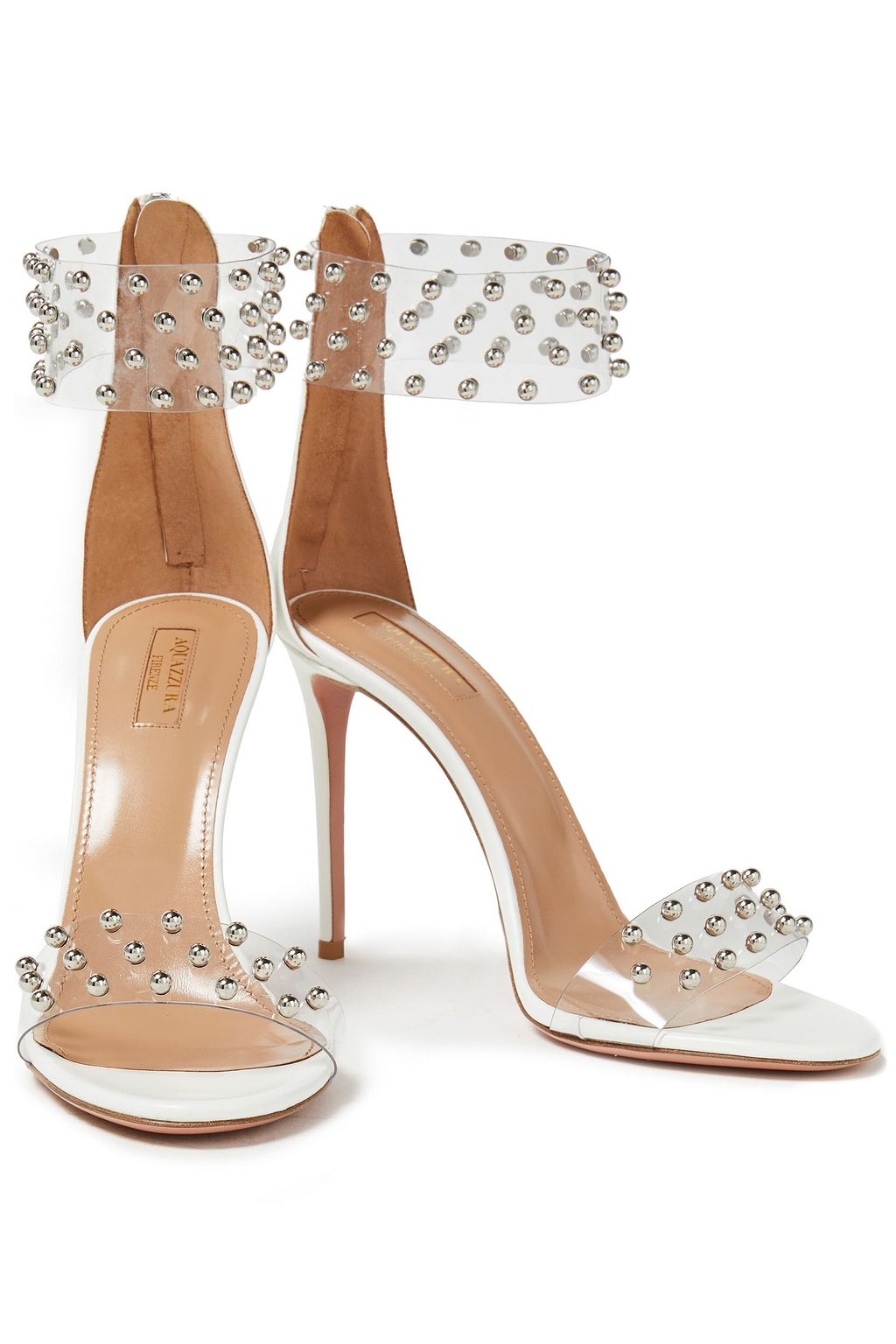 AQUAZZURA Illusion 105 studded PVC and leather sandals