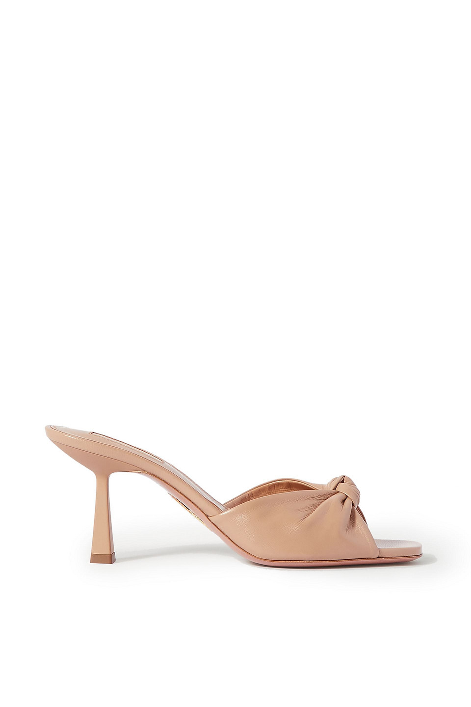 Aquazzura Woman Knotted Leather Mules Neutral Size 38.5