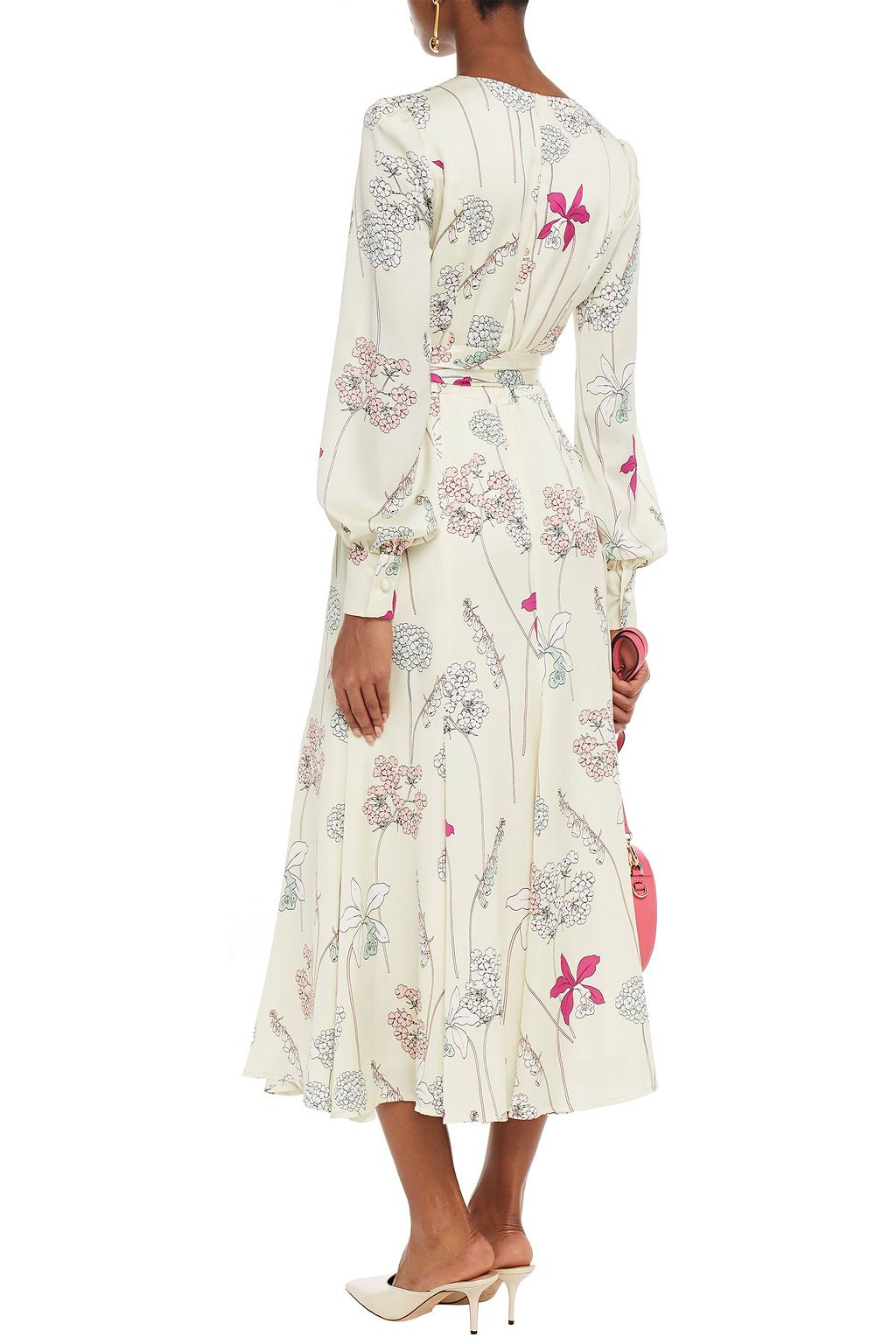 GOAT Jemima belted floral-print satin-crepe midi dress