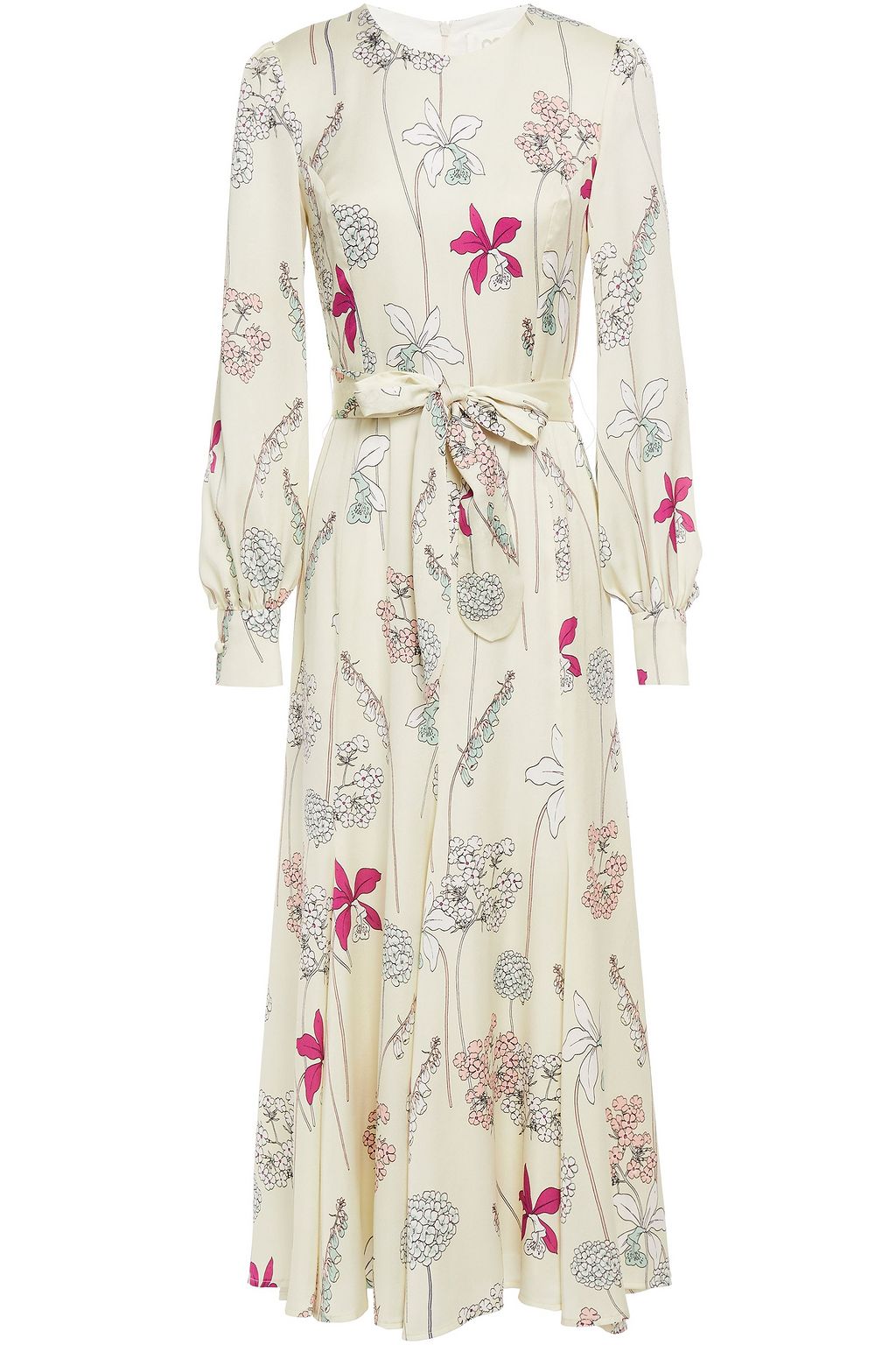 GOAT Jemima belted floral-print satin-crepe midi dress | THE OUTNET