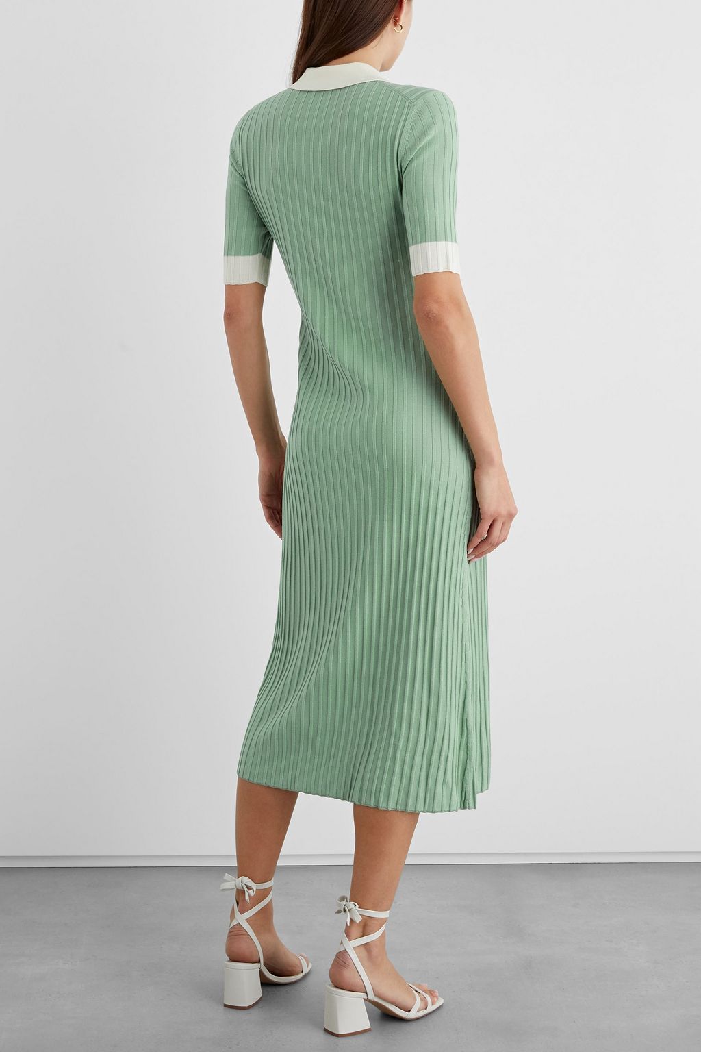 IRIS & INK Alison ribbed merino wool midi dress