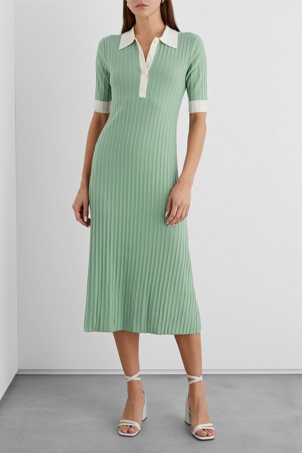 IRIS & INK Alison ribbed merino wool midi dress