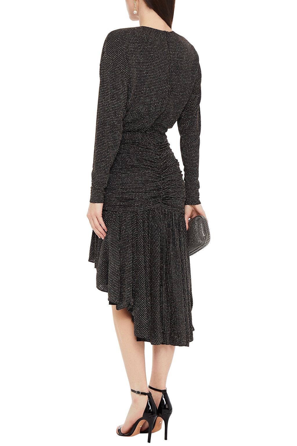 PHILOSOPHY DI LORENZO SERAFINI Asymmetric ruched glittered jersey dress