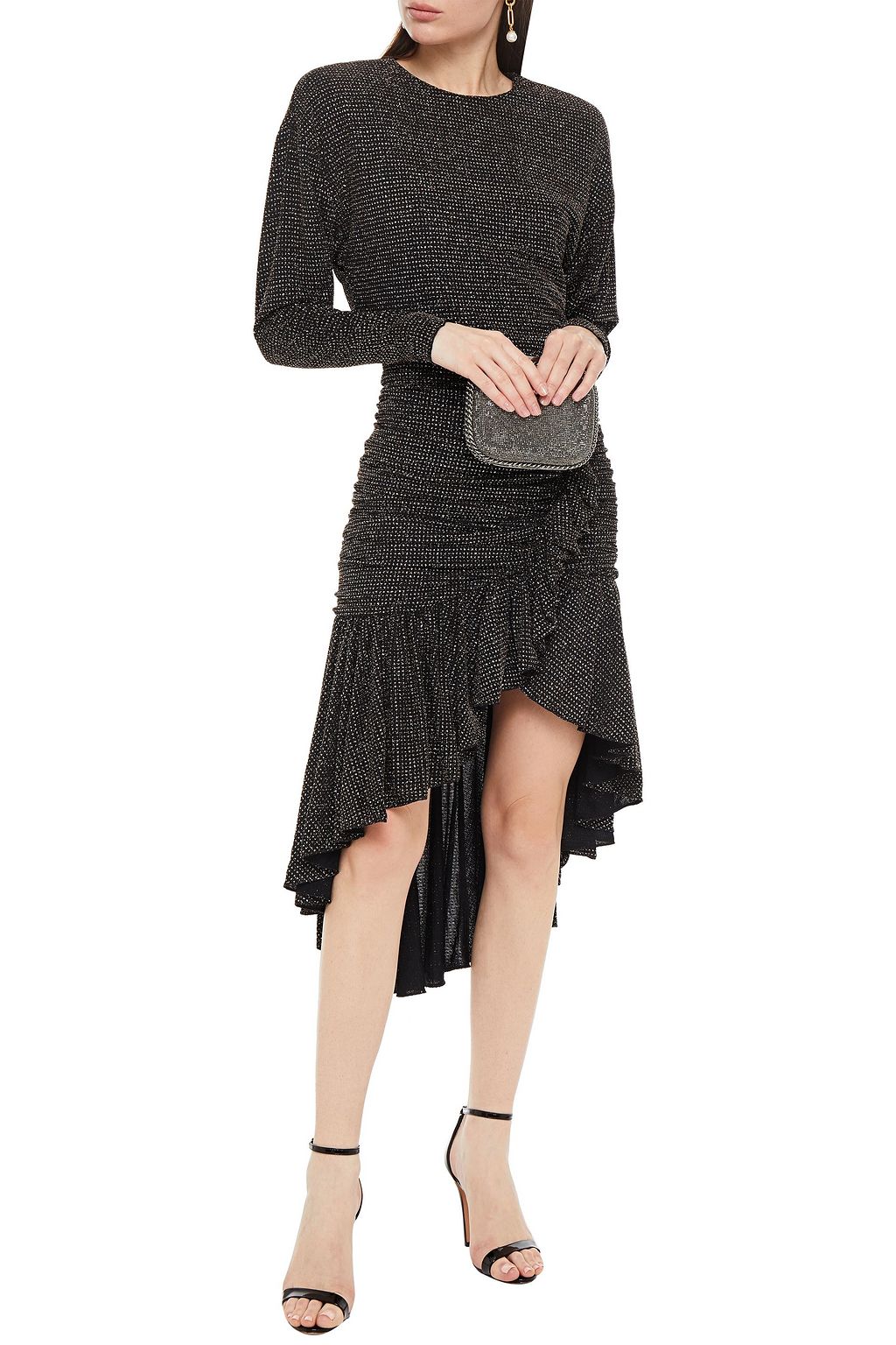 PHILOSOPHY DI LORENZO SERAFINI Asymmetric ruched glittered jersey dress