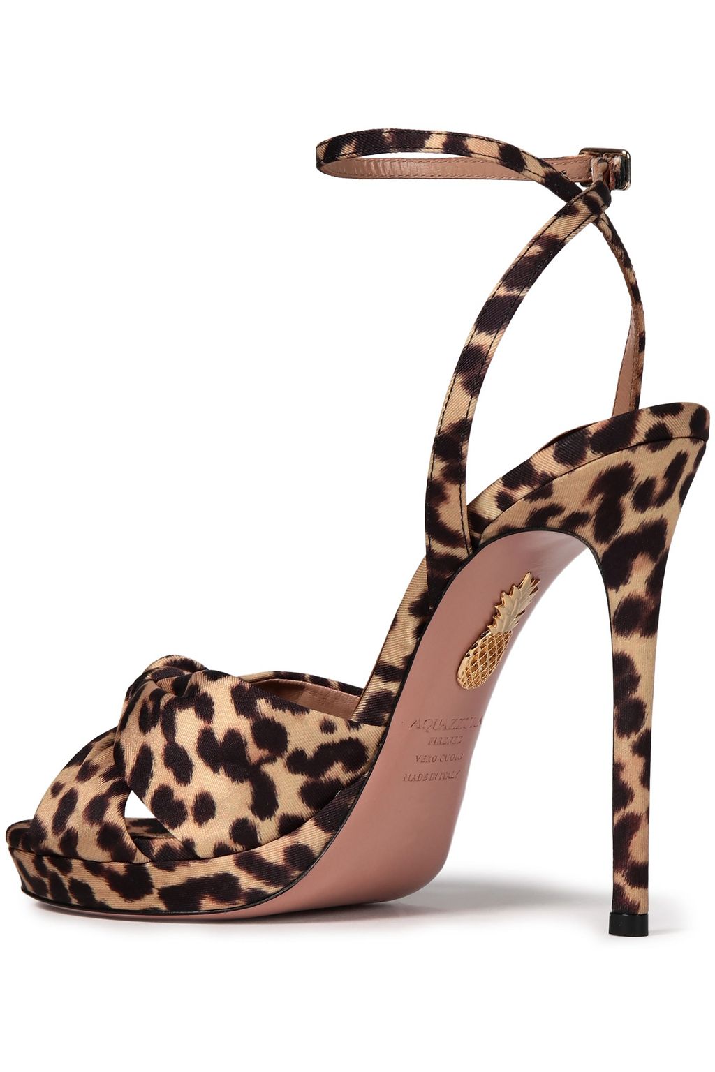 AQUAZZURA Chance 115 leopard-print satin-twill platform sandals