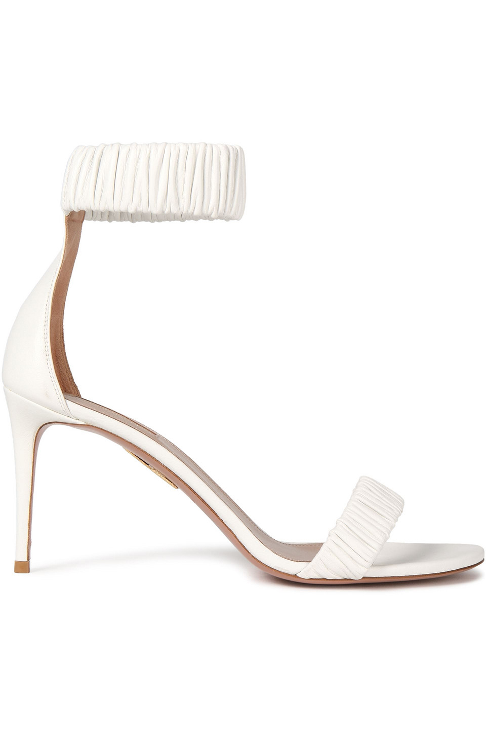 Aquazzura Woman Liberty 85 Gathered Leather Sandals White Size 41