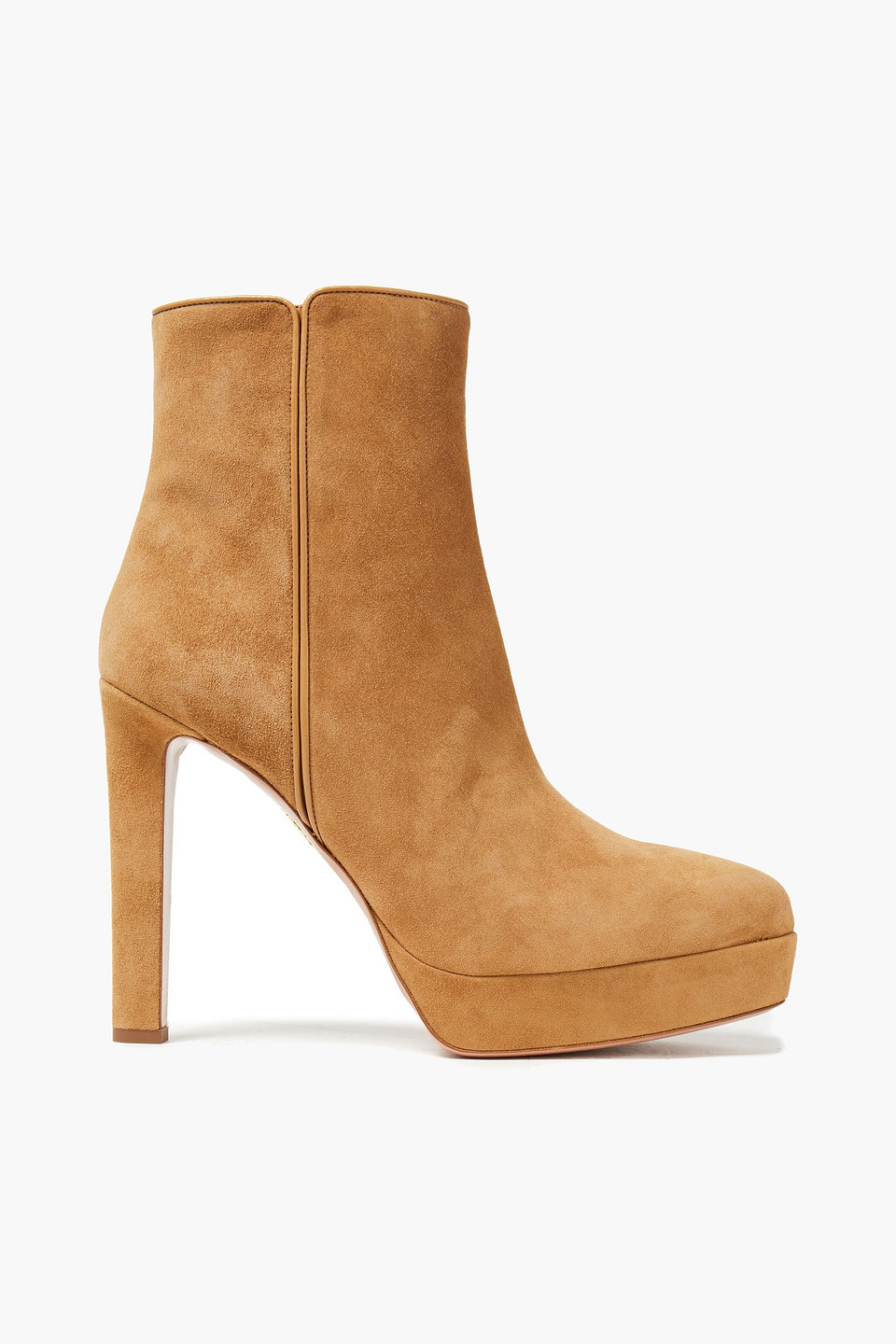 Aquazzura Woman Quant 120 Suede Platform Ankle Boots Sand Size 35