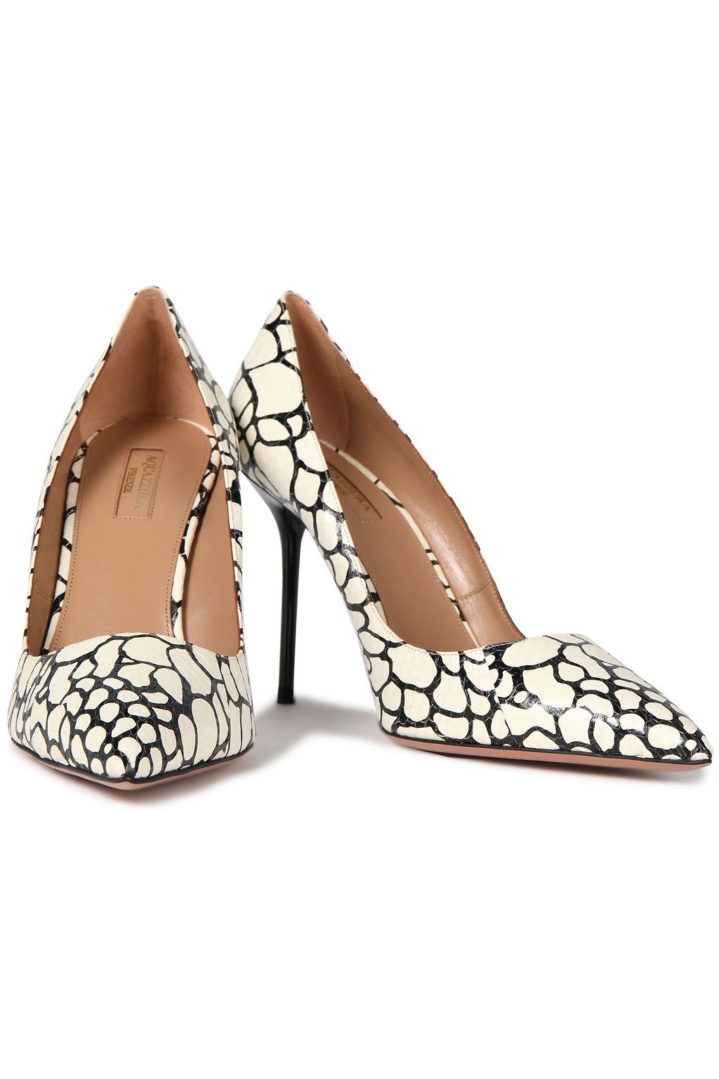 AQUAZZURA Purist 95 printed elaphe pumps