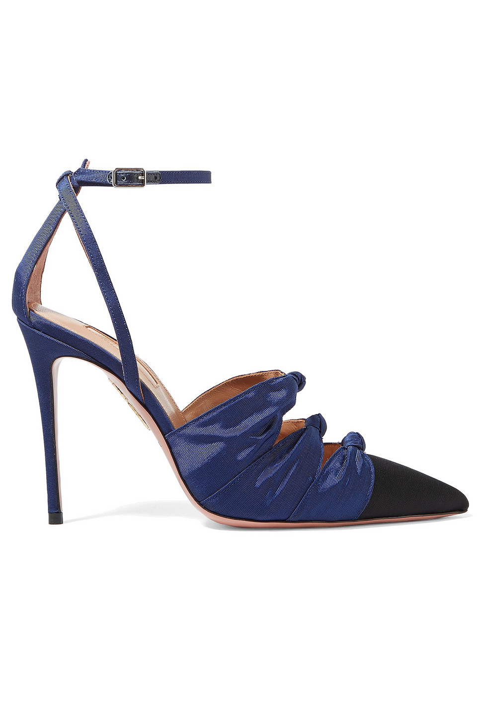 Aquazzura Woman Knotted Two-tone Grosgrain Pumps Navy Size 36.5