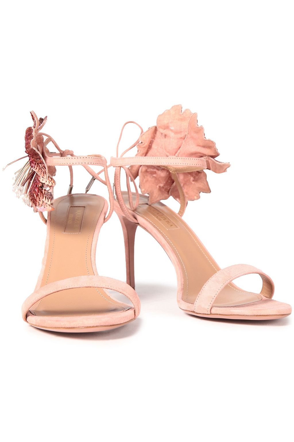 AQUAZZURA Disco Flower 85 embellished suede sandals
