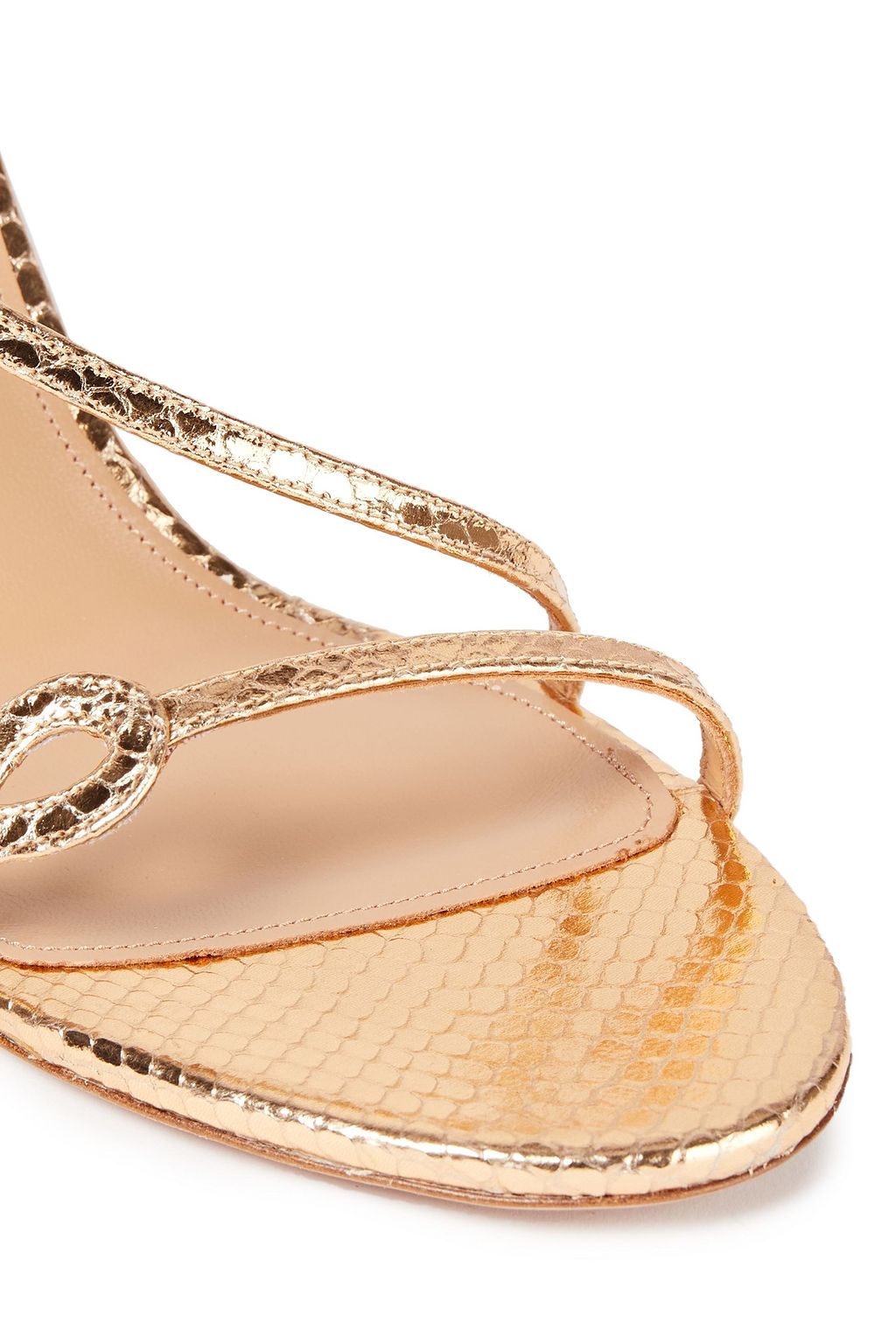 AQUAZZURA Serpentine 75 metallic snake-effect leather slingback sandals
