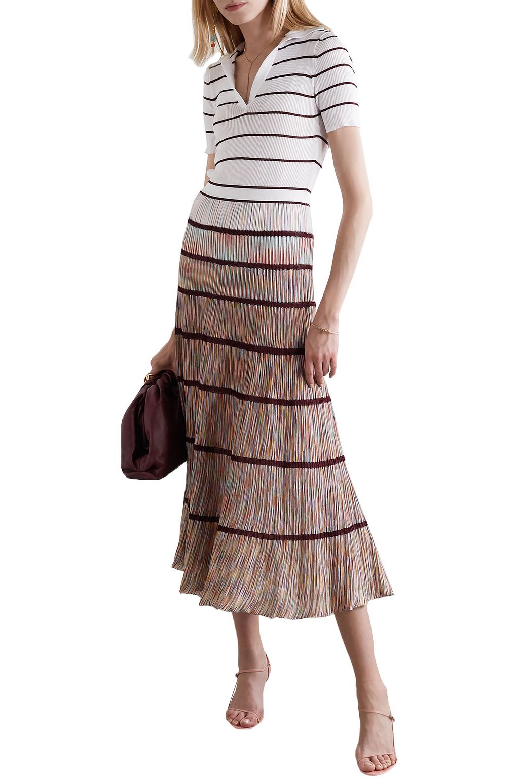 MISSONI Striped crochet-knit cotton midi dress