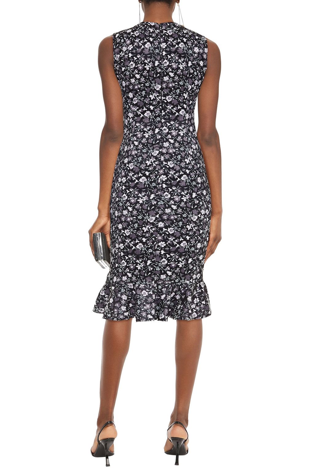 ERDEM Louisa fluted floral-jacquard midi dress