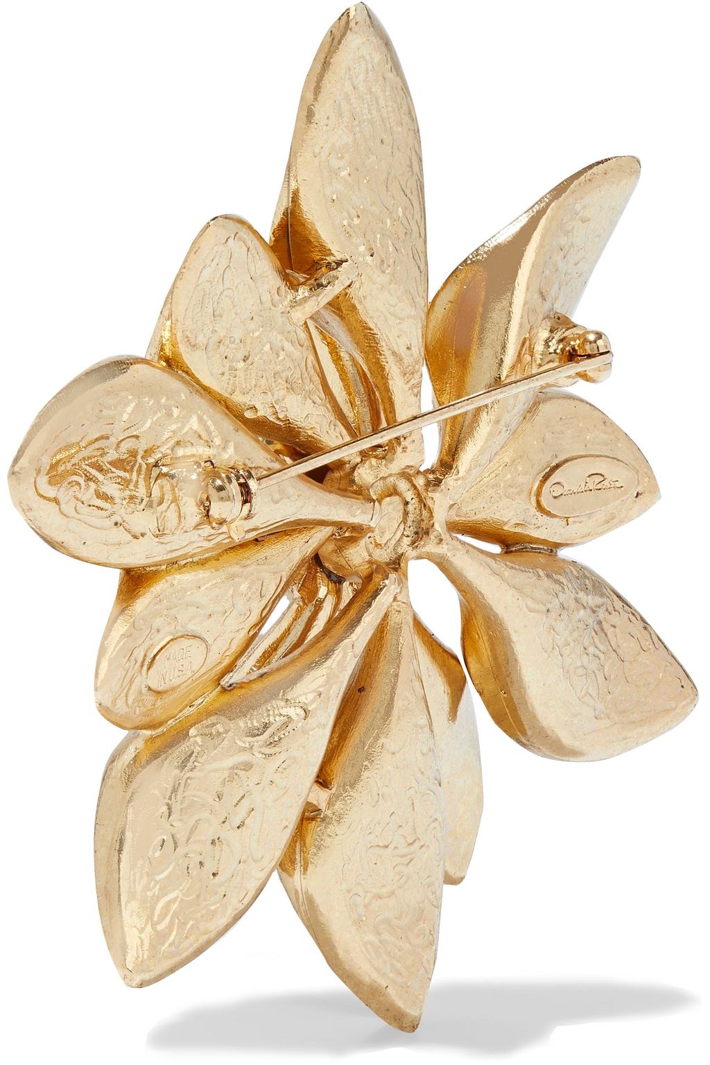 OSCAR DE LA RENTA Gold-tone faux pearl brooch
