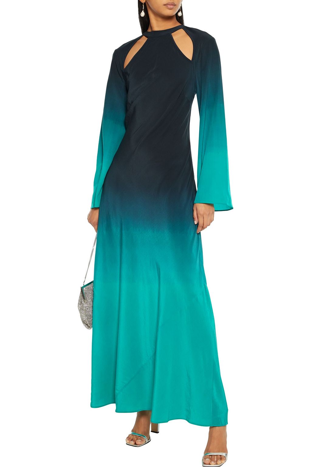 RIXO Serena tie-back cutout dégradé silk-crepe maxi dress