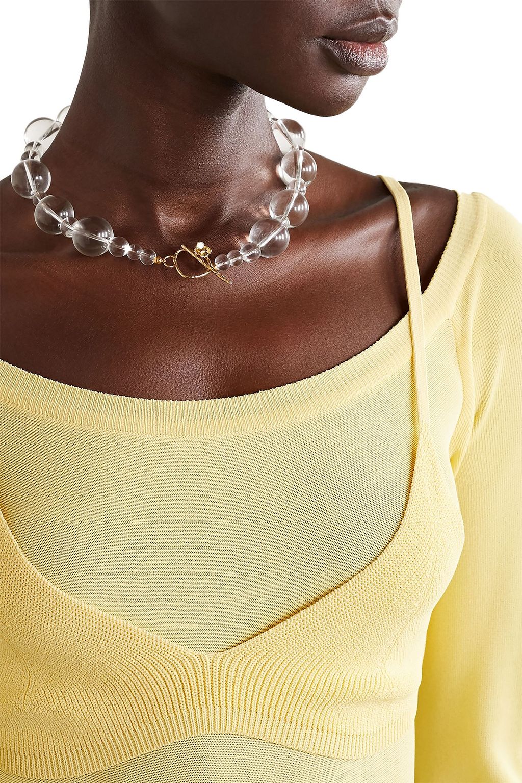 ​ANITA BERISHA Bubble gold-tone, glass and quartz necklace