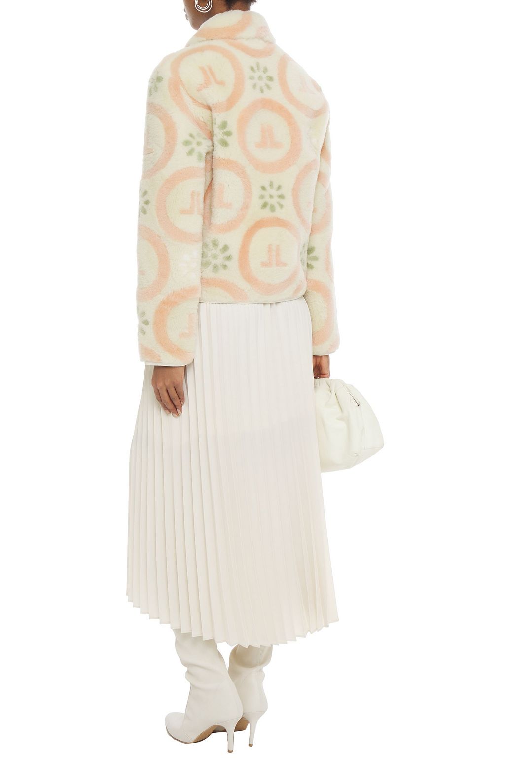 LANVIN Leather-trimmed printed shearling jacket