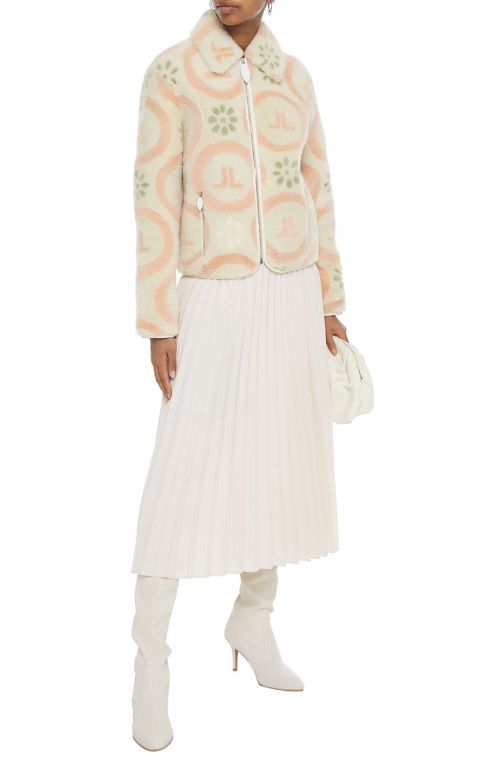 LANVIN Leather-trimmed printed shearling jacket