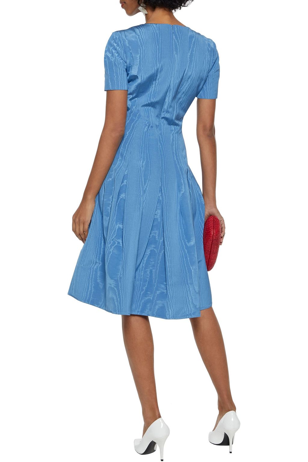 OSCAR DE LA RENTA Flared cotton-blend moire dress
