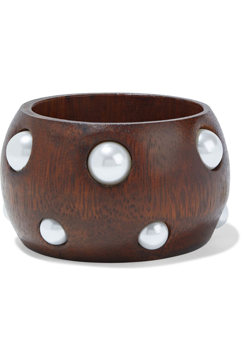 OSCAR DE LA RENTA Wood and faux pearl bangle