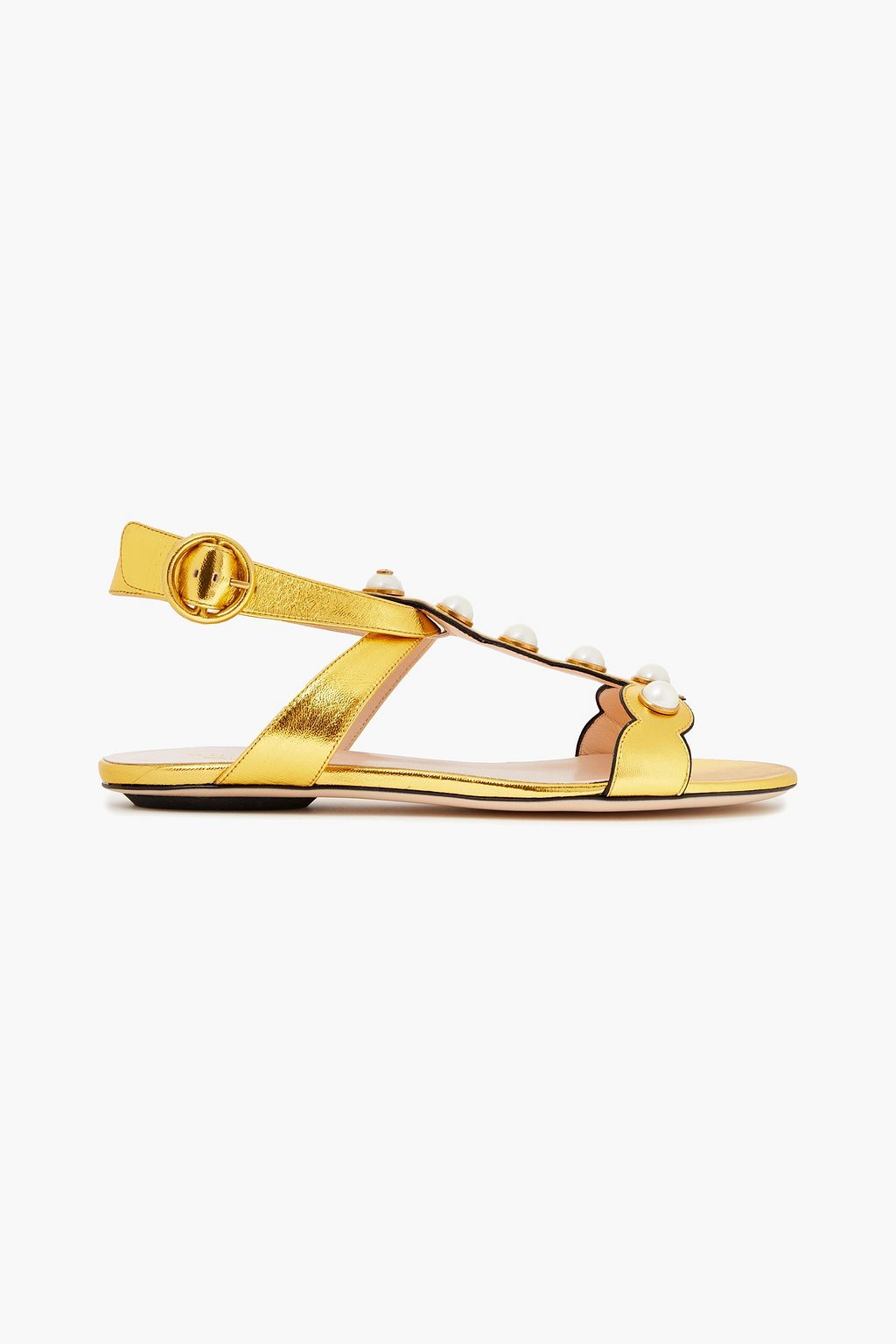 gucci gold sandals with pearls