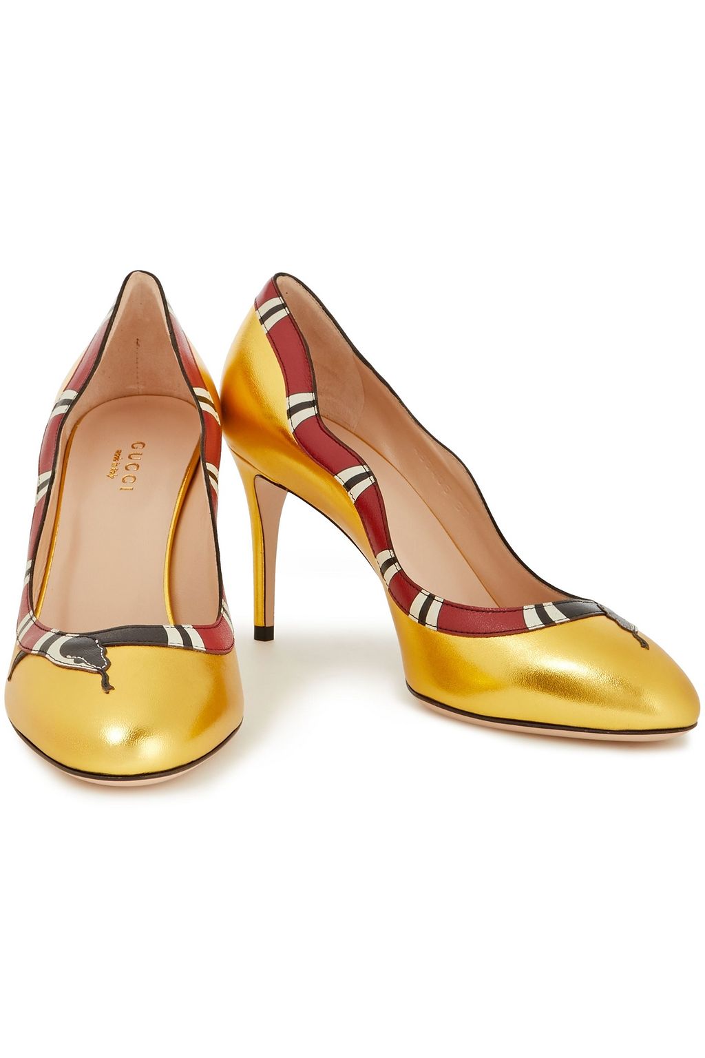 GUCCI Printed metallic leather pumps THE