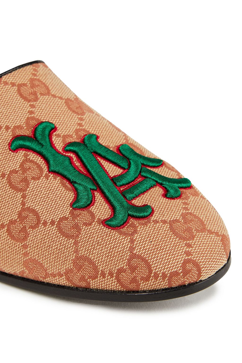 GUCCI + New York Yankees embroidered logo-jacquard slippers