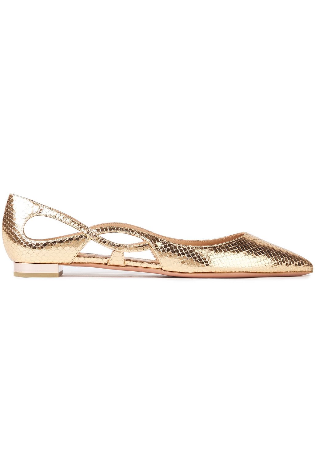 metallic pointed toe flats