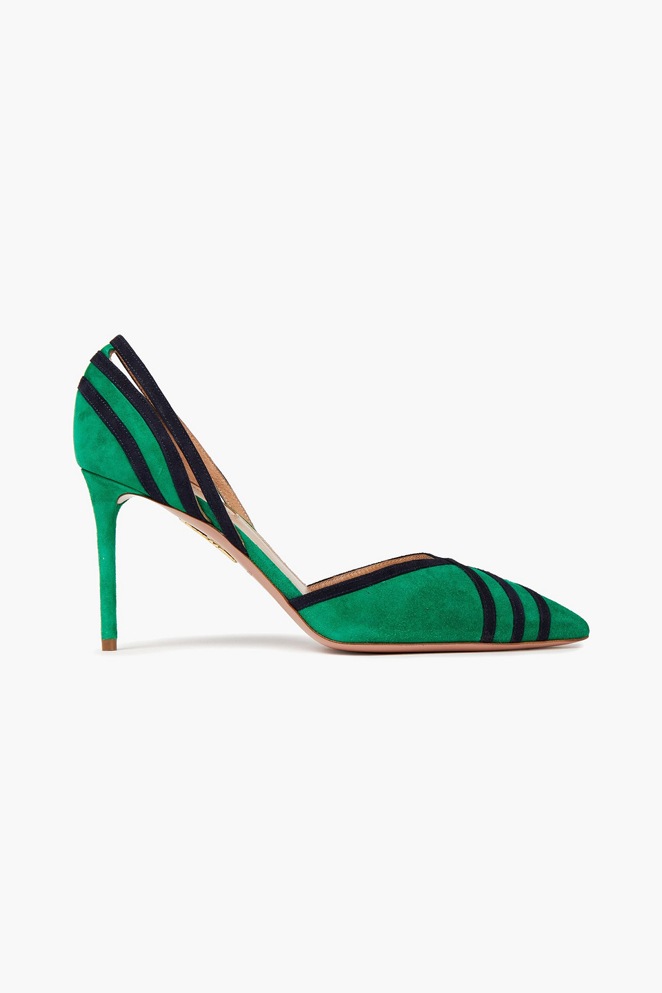 Aquazzura Woman Cosmo 85 Cutout Two-tone Suede Pumps Green Size 37.5