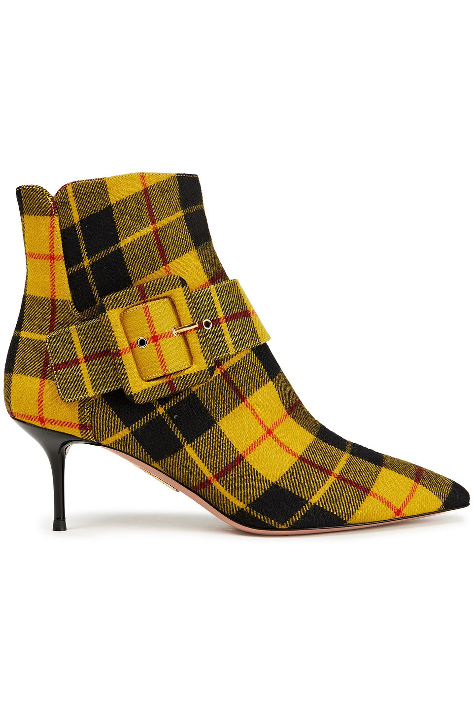 Aquazzura Woman Bailey 60 Checked Cotton-twill Ankle Boots Yellow Size 38
