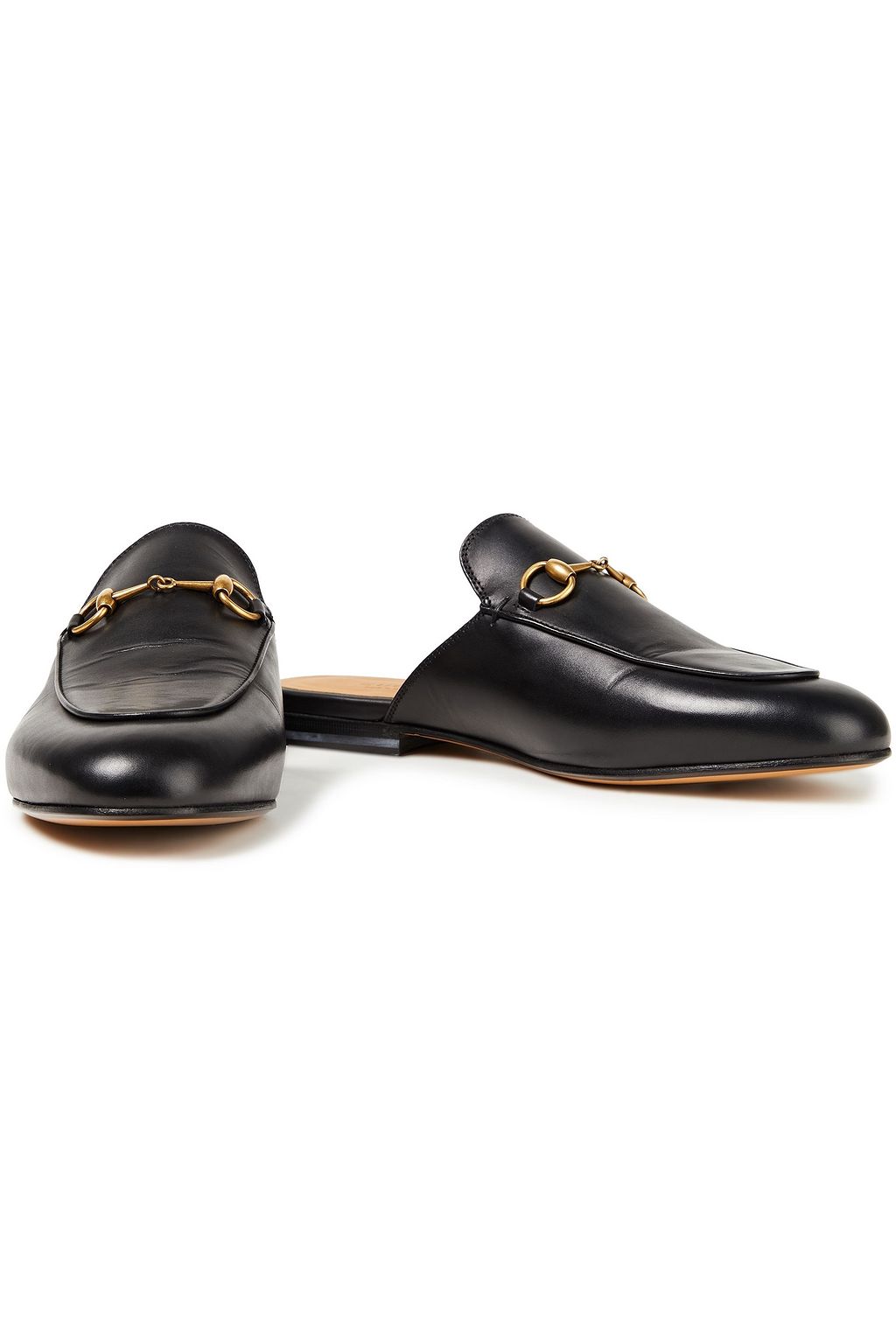 GUCCI Princetown embellished leather slippers