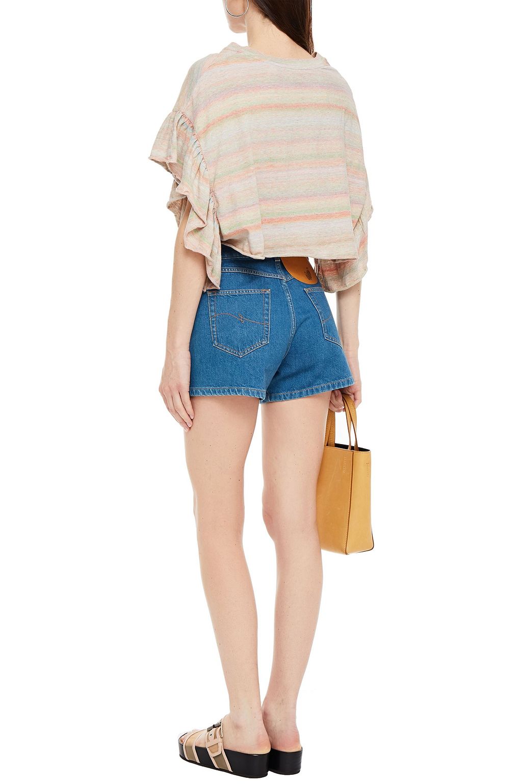 IRO Suzy cropped marled cotton-jersey top