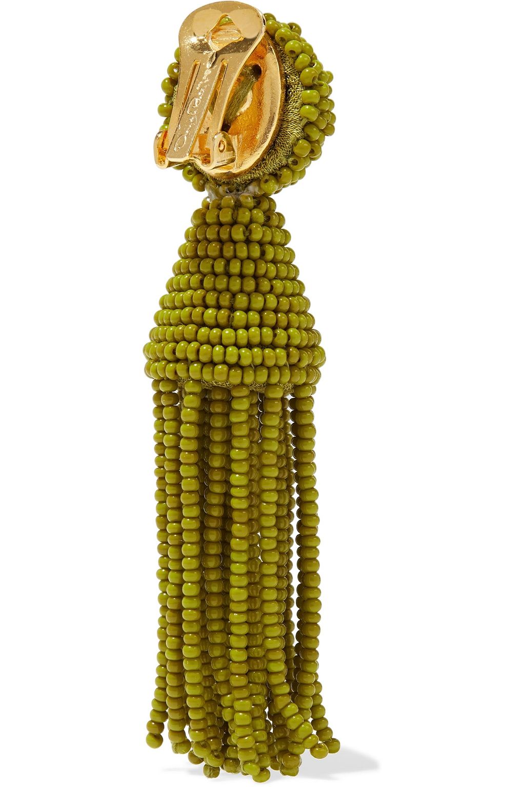 OSCAR DE LA RENTA Gold-tone beaded tassel clip earrings