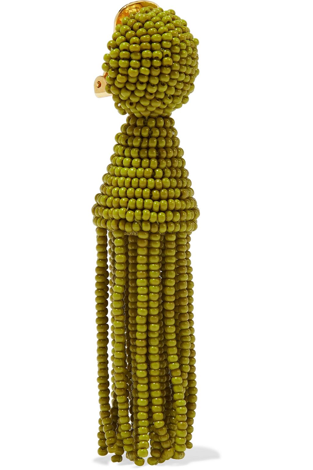 OSCAR DE LA RENTA Gold-tone beaded tassel clip earrings
