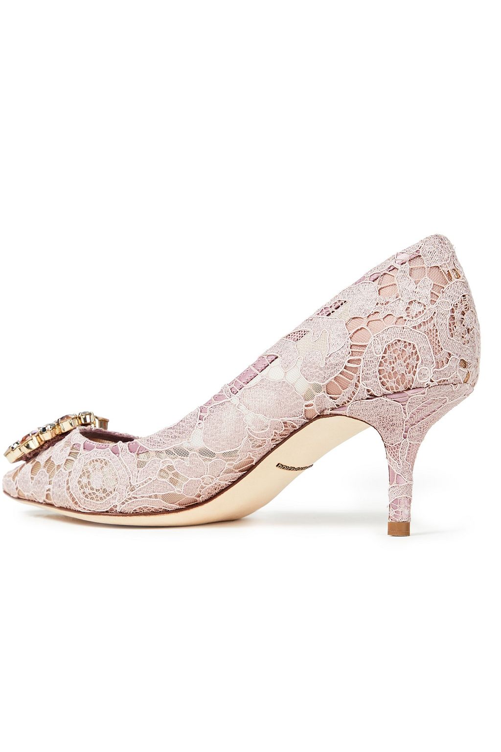 DOLCE&GABBANA Crystal-embellished corded lace pumps