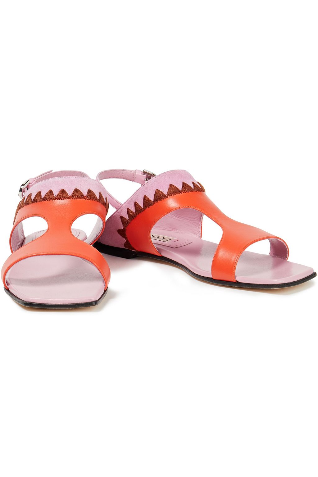 PUCCI Embroidered leather and suede sandals