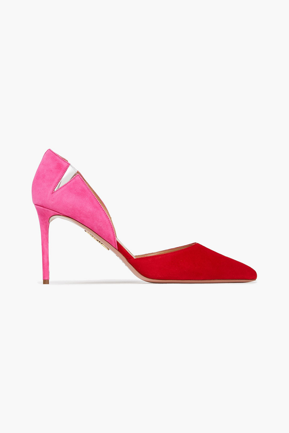Aquazzura Woman Sharp 85 Pvc-trimmed Two-tone Suede Pumps Red Size 40