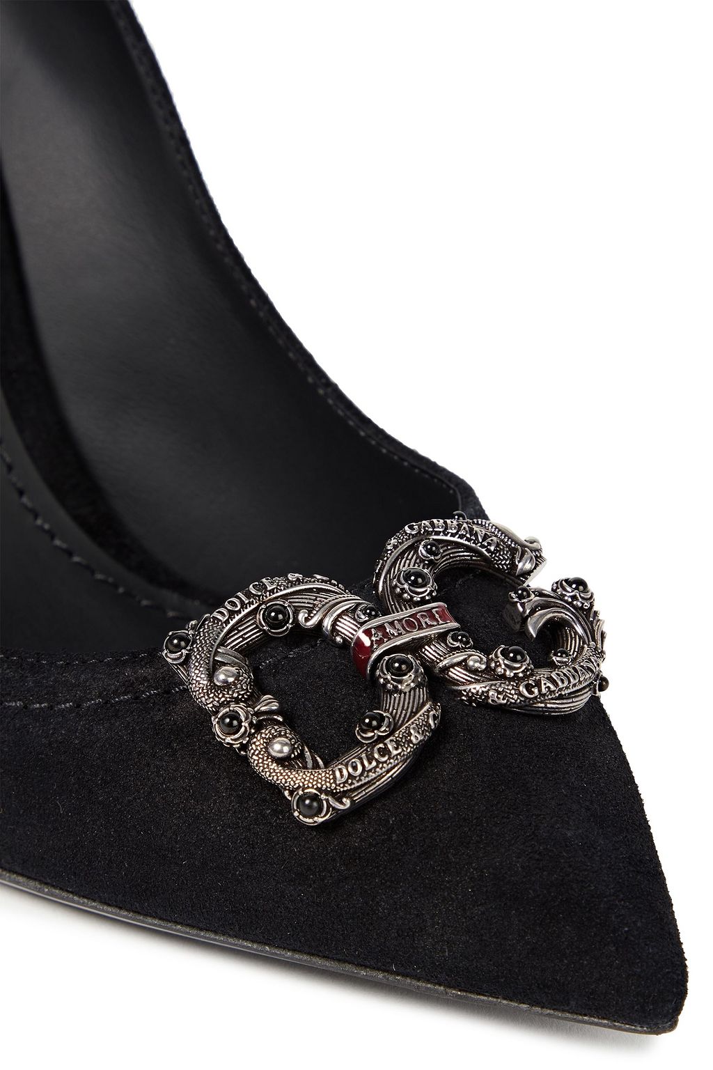 DOLCE&GABBANA Lori logo-embellished suede pumps