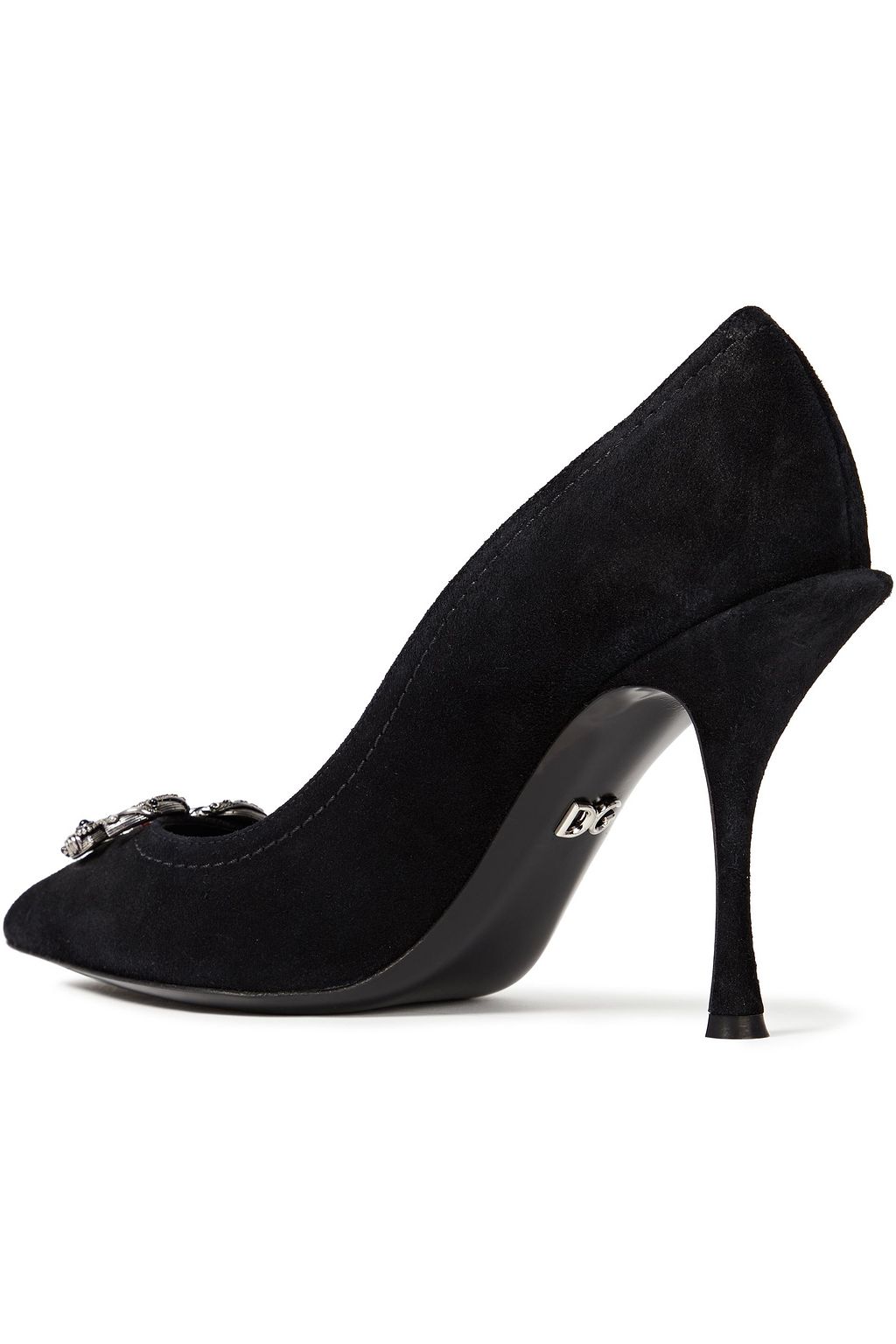 DOLCE&GABBANA Lori logo-embellished suede pumps
