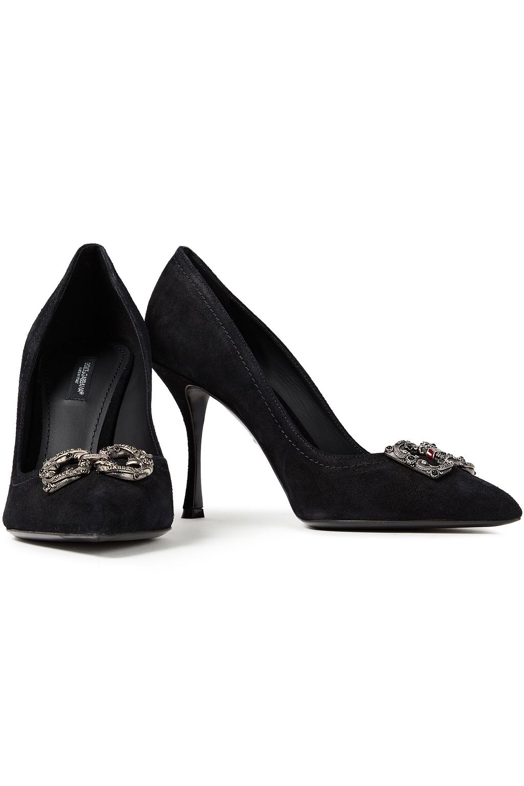 DOLCE&GABBANA Lori logo-embellished suede pumps