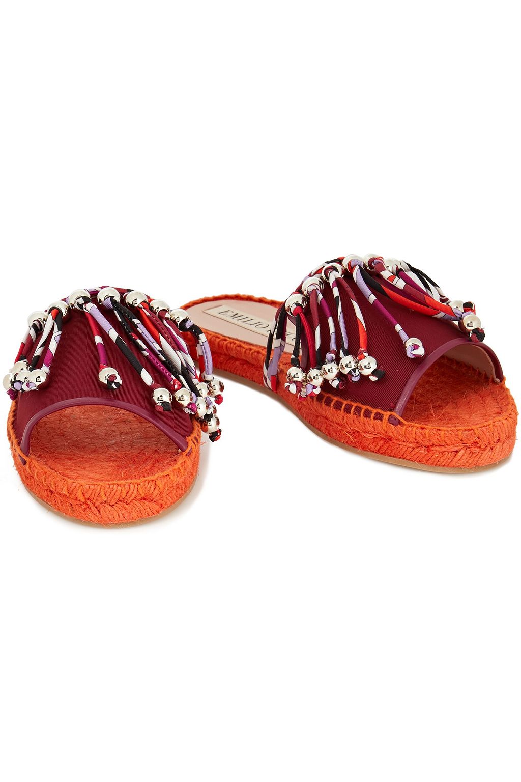 PUCCI Embellished cutout grosgrain slides