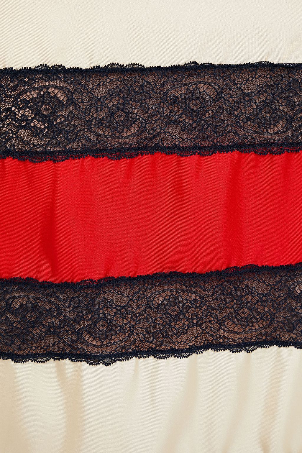 GUCCI Lace-paneled silk-twill skirt