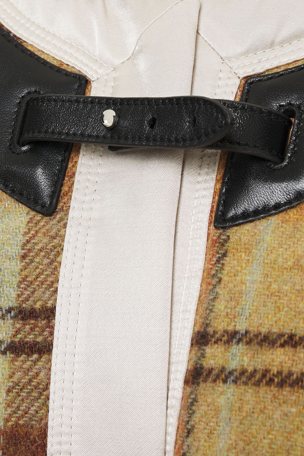 LANVIN Kariertes Cape aus Wolle mit Leder- und Satinbesatz