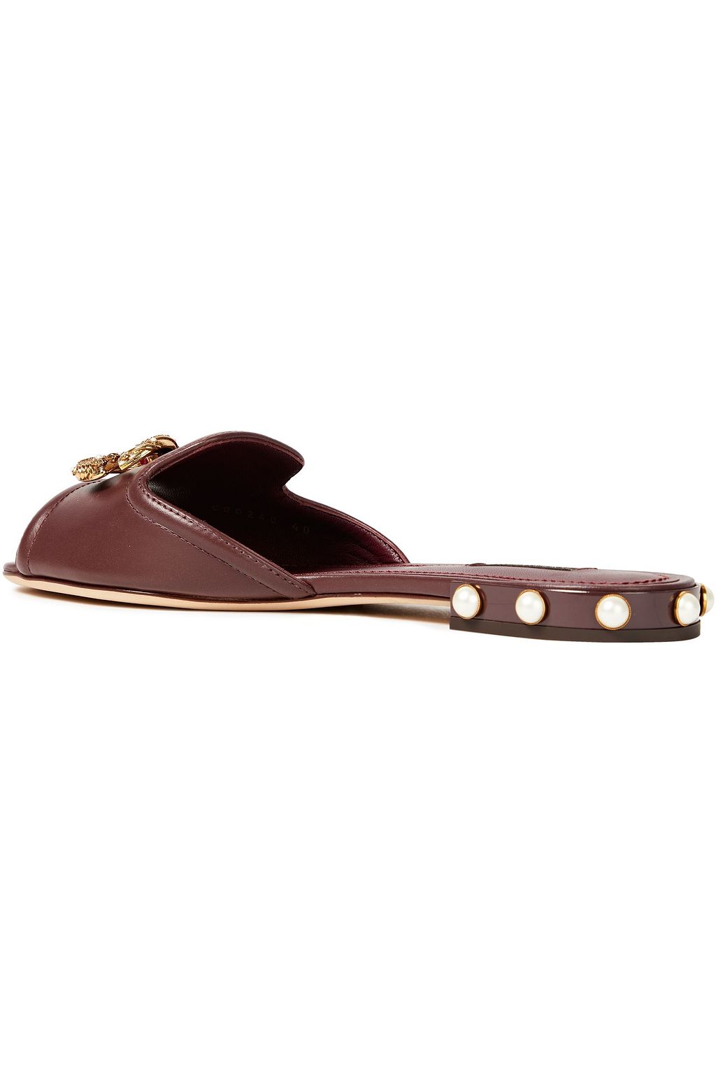 DOLCE&GABBANA Bianca logo-embellished leather slides