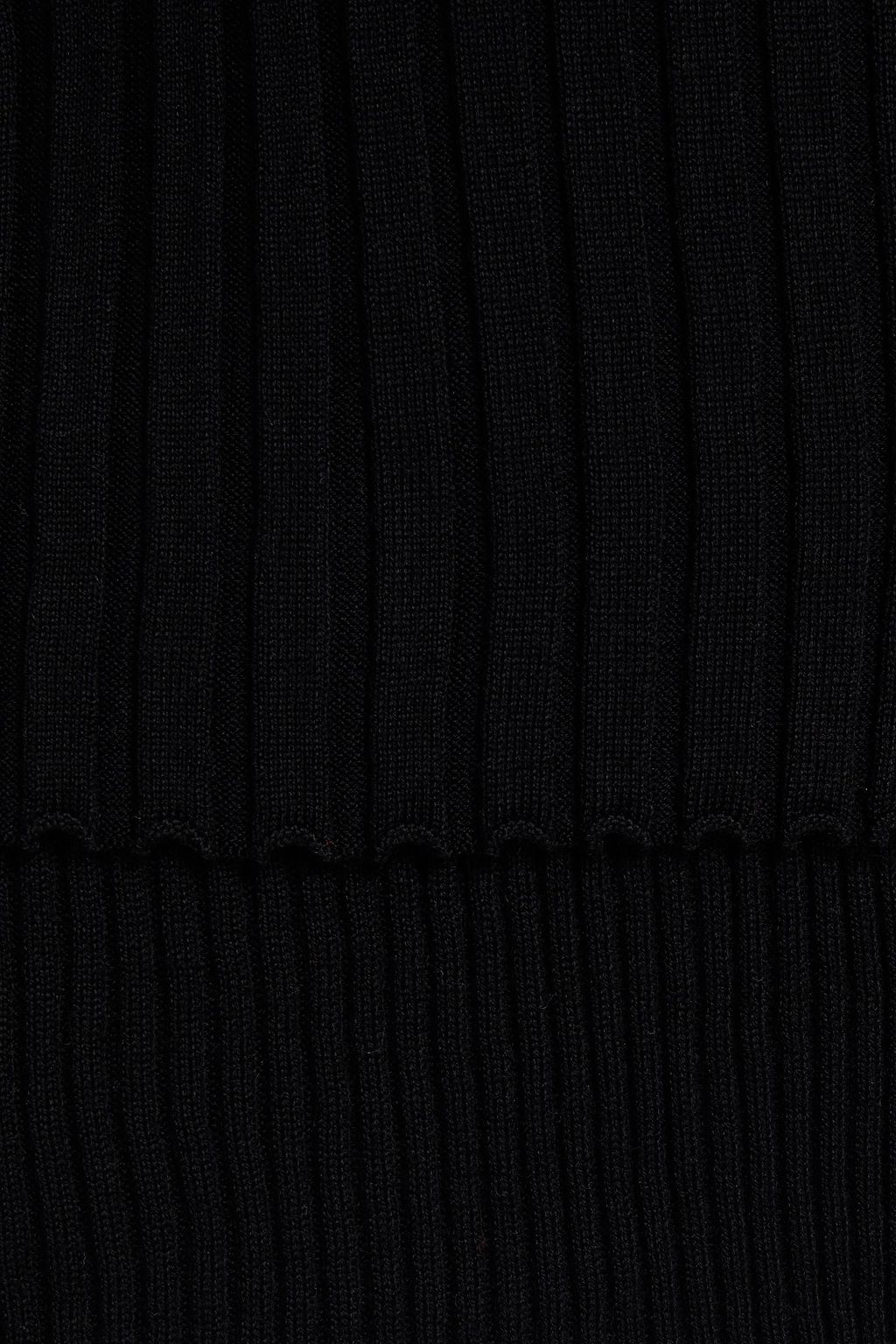 HELMUT LANG Lace-up ribbed merino wool-blend sweater