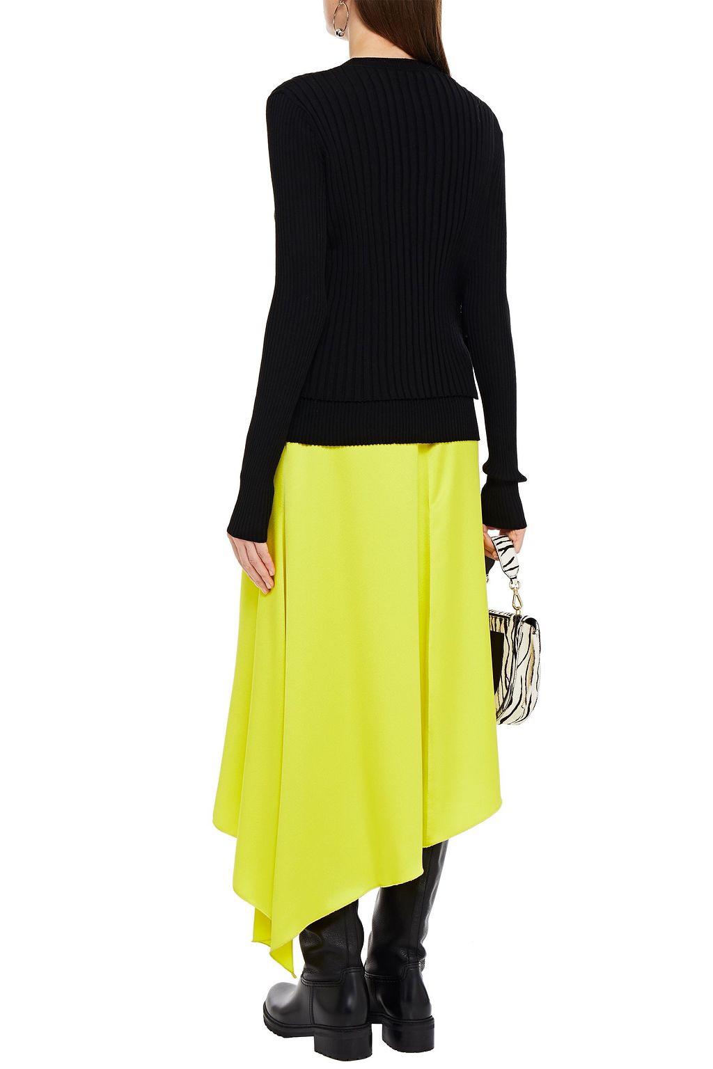 HELMUT LANG Lace-up ribbed merino wool-blend sweater