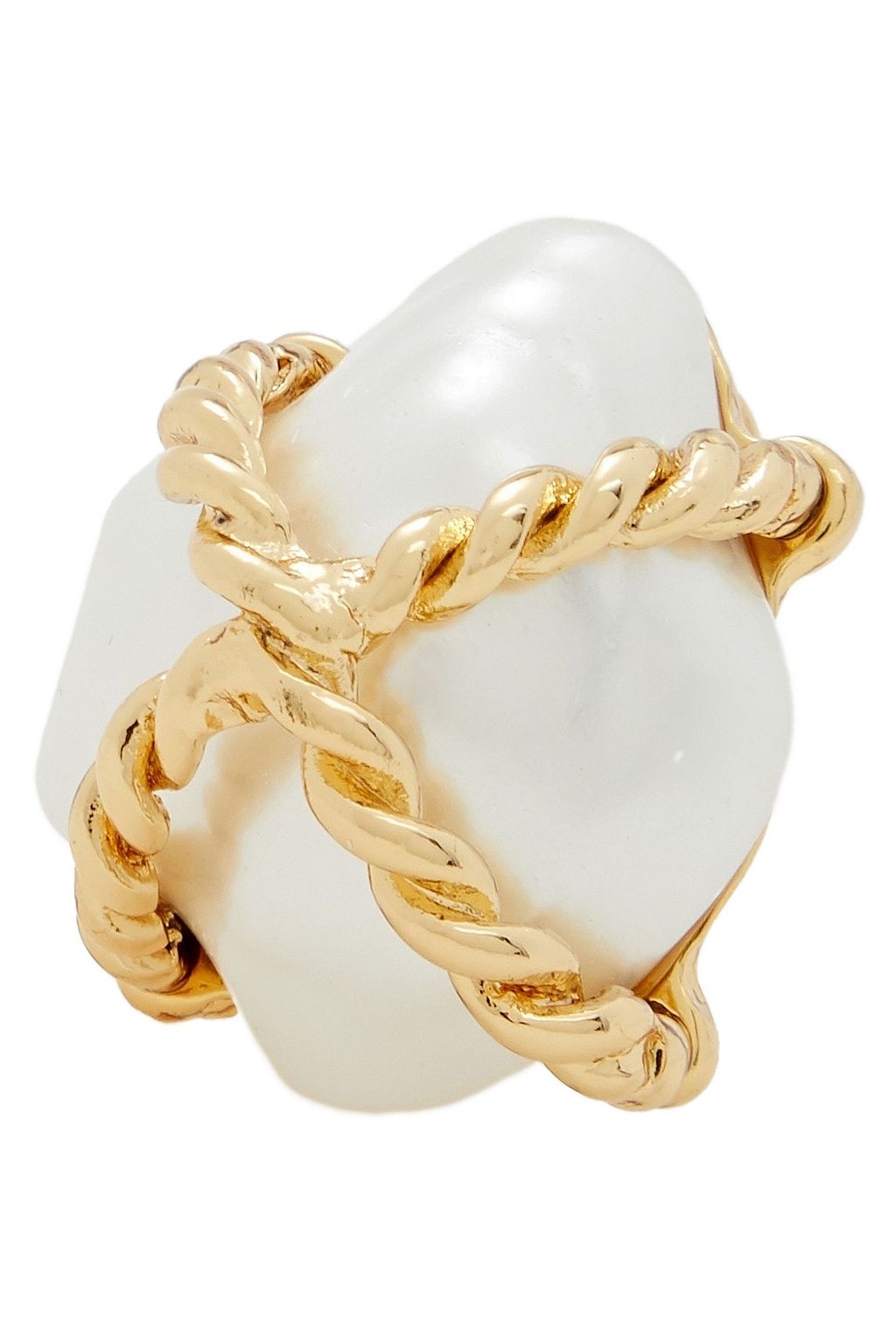 KENNETH JAY LANE Gold-tone faux pearl clip earrings
