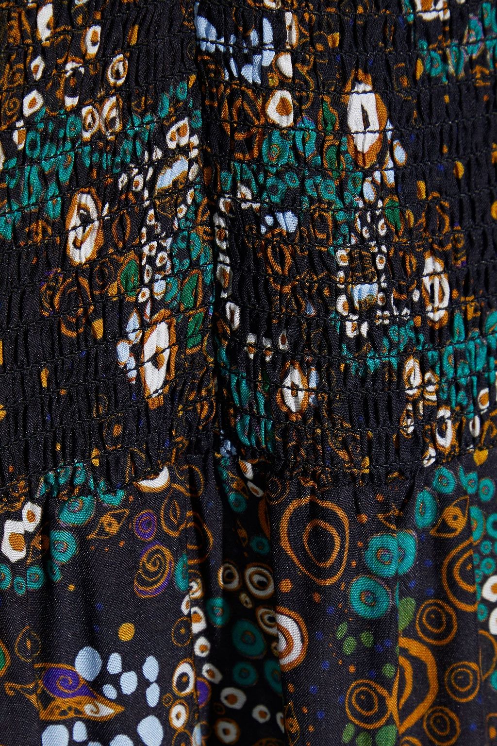 RIXO Brooke shirred printed silk and cotton-blend maxi dress